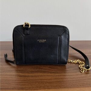 Perlena New York Black Leather Crossbody Bag